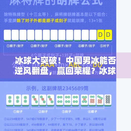 冰球大突破!中国男冰能否逆风翻盘,赢回荣耀?冰球大突破能赢回来吗